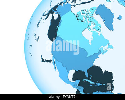 North America on translucent model of planet Earth with visible ...