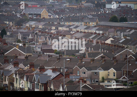 Terraced houses in Port Talbot, south Wales. Tata steel is a large employer in the area responsible for thousands of UK jobs. Stock Photo