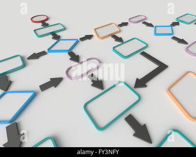 3D Flowchart Diagram Stock Photo