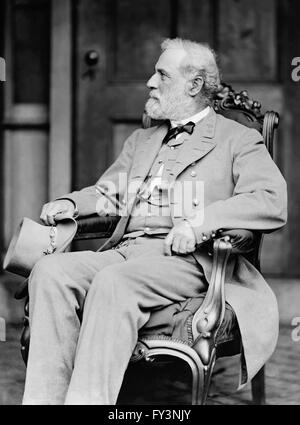 Robert E. Lee, general-in-chief of the Confederate forces in the American Civil War, in a photograph by legendary photographer Matthew Brady at Lee's home in Richmond, Virginia in April, 1865. Stock Photo
