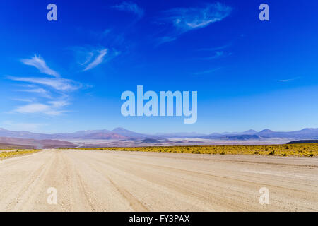 Panoramic view of The World Largest Salt Flats at Uyuni in Bolivia Stock Photo