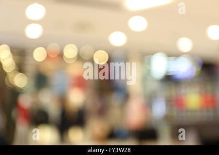 The mall of blur background for design,Bokeh of light interior. Stock Photo