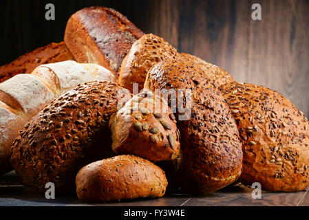 Composition with variety of baking products on wooden table Stock Photo