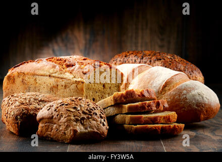 Composition with variety of baking products on wooden table Stock Photo