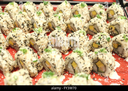 fancy sushi of japan foods in restaurant. Stock Photo