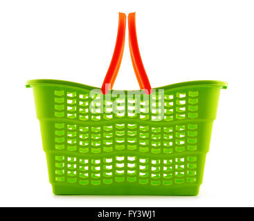 Empty plastic shopping basket isolated on white background Stock Photo