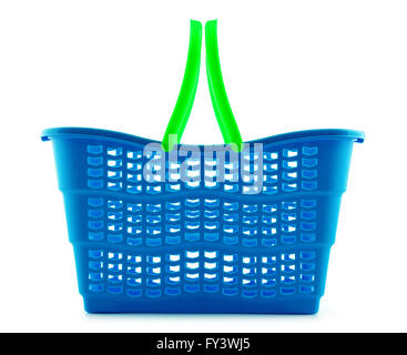 Empty plastic shopping basket isolated on white background Stock Photo