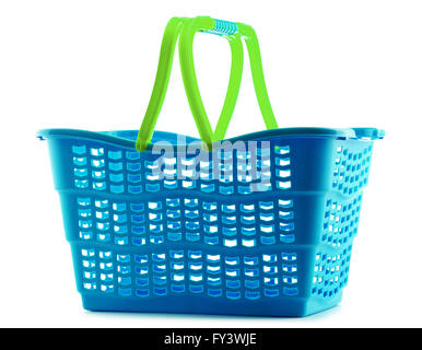 Empty plastic shopping basket isolated on white background Stock Photo