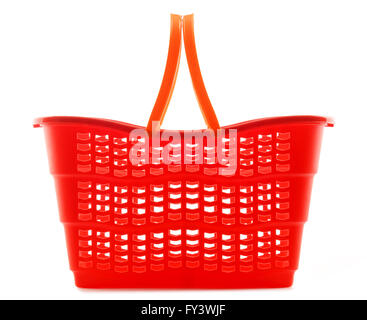 Empty plastic shopping basket isolated on white background Stock Photo