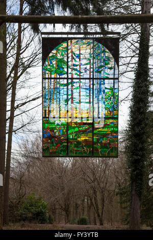 Suspended stained glass panel, Forest of Dean Stock Photo