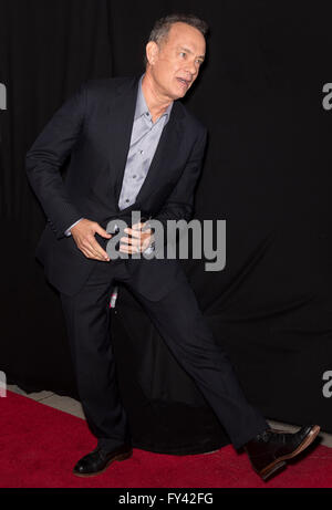 New York, USA. 20th April, 2016. Tom Hanks attends the premiere of ‘A Hologram for the King’ at John Zuccotti Theater during the 2016 Tribeca Film Festival Credit:  Ovidiu Hrubaru/Alamy Live News Stock Photo