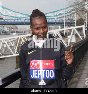 London, UK. 21st April, 2016. Virgin Money London Marathon 2016, Priscah Jeptoo (Kenya) female winner of the 2014 marathon Credit:  Ian Davidson/Alamy Live News Stock Photo