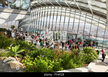 The Sky Garden observation deck on top of the Walkie Talkie building, 20  Fenchurch Street, London Stock Photo