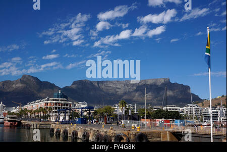 The V&A Waterfront in Cape Town, South Africa with the Cape Grace Hotel and Table Mountain in the background. Stock Photo