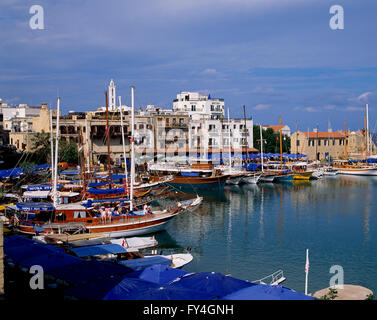 Boats in the harbour of Girne (Kyrenia), North CYPRUS, Europe Stock Photo