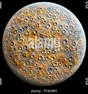 Planet with craters on a black 3D illustration Stock Photo
