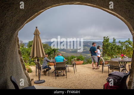 people, tourists, wine tasting, winery tour, Barnett Vineyards, Spring Mountain Road, Saint Helena, Napa Valley, California Stock Photo