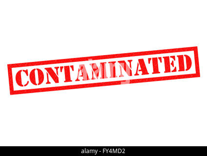 CONTAMINATED red Rubber Stamp over a white background. Stock Photo