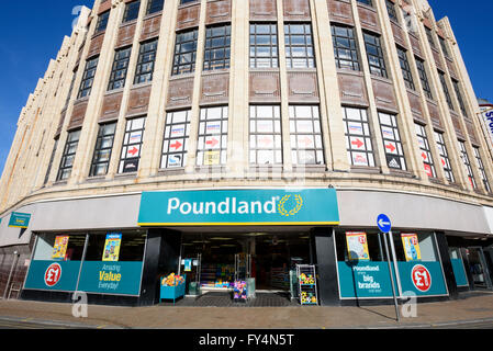 The front of a large Poundland shop in Blackpool, Lancashire, UK Stock Photo