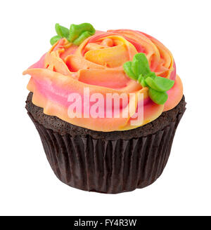 Chocolate Cupcake with Rose Shaped Frosting. Full focus from front to  back. Stock Photo