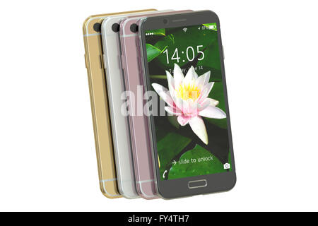 3D rendering of smartphones isolated on a white background Stock Photo ...