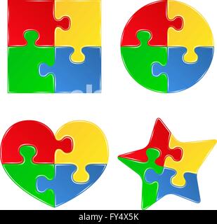 Vector shapes of jigsaw puzzle pieces Stock Vector