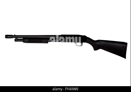 Shotgun Rifle Police Combat Self Defense Pump Action USA made isolated on white Stock Photo