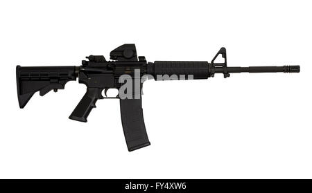 AR15 M4A1 Style Weapon USA Combat Automatic Rifle isolated on white photograph concept freedom patriotism Stock Photo