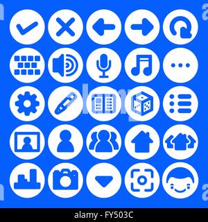 Vector icon set for apps and web sites graphic users interfaces. Multimedia and social icons for webs, apps and social networks Stock Vector