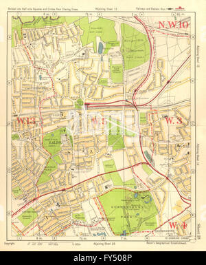 W LONDON. Ealing Park Royal West Acton Town Gunnersbury Park. BACON, 1928 map Stock Photo