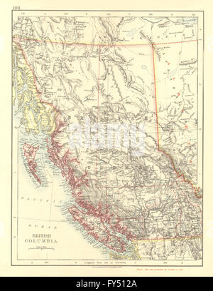 BRITISH COLUMBIA. Province map. Railroads. Vancouver island. JOHNSTON, 1906 Stock Photo