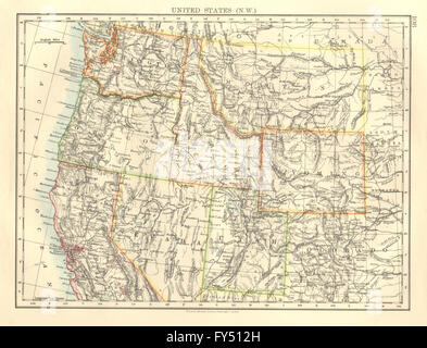 USA NORTH WEST. Washington Oregon ID MT WY Utah Nevada CA. JOHNSTON, 1906 map Stock Photo