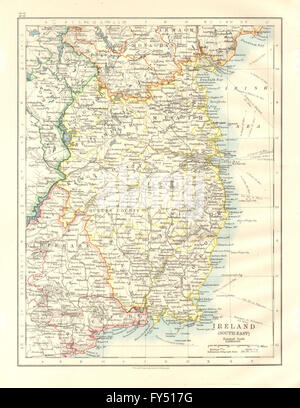 LEINSTER. Meath Dublin Longford Wexford Wicklow. SE Ireland. JOHNSTON, 1920 map Stock Photo