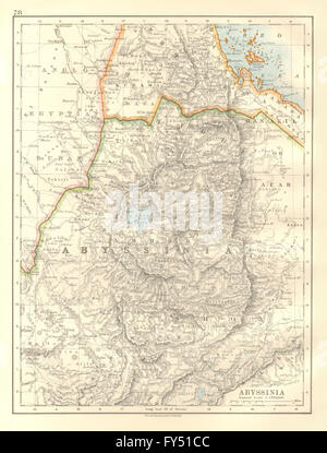 Physical Map of Modern Abyssinia and Eritrea. Ethiopia (1923 Stock ...