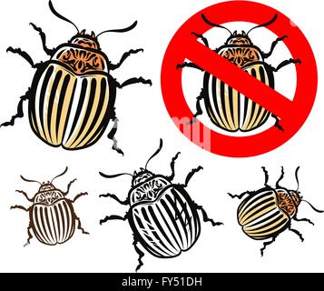 colorado potato beetle and prohibition sign. vector illustration Stock Vector