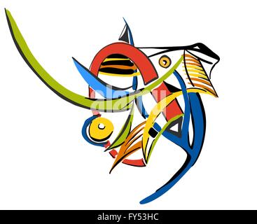 Colorful elephant on a white background. Style of Abstract art, Suprematism, Constructivism. Stock Vector