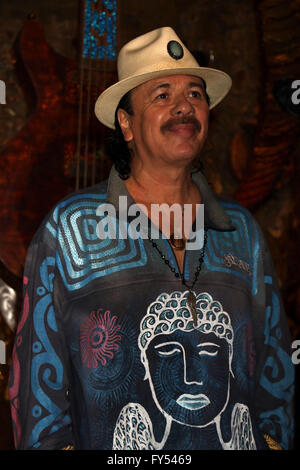 The original Santana band reunites to announce their special live performance at House of Blues inside Mandalay Bay resort and casino  Featuring: Carlos Santana, Santana Where: Las Vegas, Nevada, United States When: 21 Mar 2016 Stock Photo