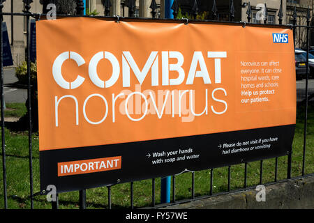 Combat Norovirus sign, Cheltenham General Hospital, Cheltenham, Gloucestershire, England, UK Stock Photo
