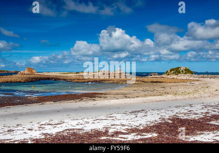 Periglis Beach on St Agnes Isles of Scilly Cornwall on a blue sky, sunny day Stock Photo