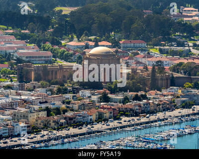 Aerial view, Palace of Fine Arts, Presidio, Theater, San Francisco, San Francisco Bay Area, California, USA Stock Photo