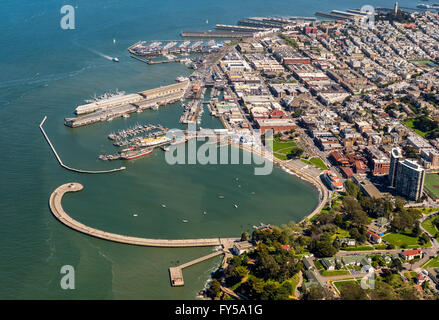 Aerial view of the Marina and Fisherman's Warf, San Francisco, San Francisco Bay Area, California, USA Stock Photo