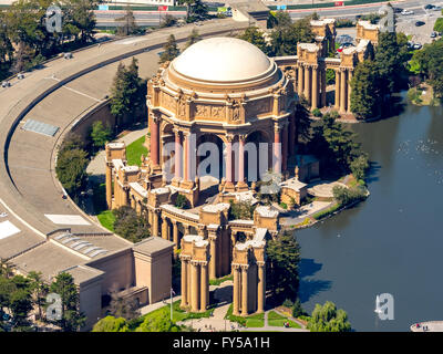 Aerial view, Palace of Fine Arts, Theater, Presidio, San Francisco, San Francisco Bay Area, California, USA Stock Photo