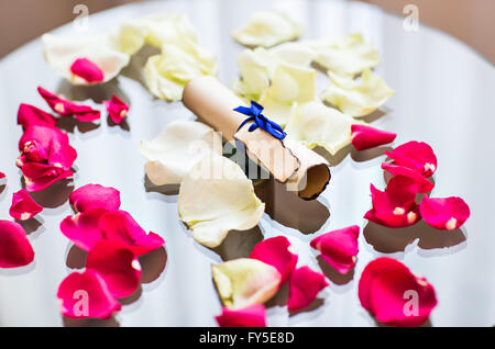 Paper scroll on the table. Stock Photo