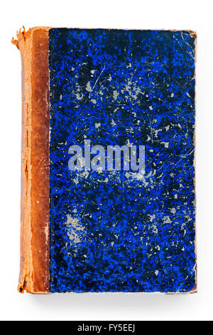 Old blue scratched book cover isolated on white with clipping path Stock Photo