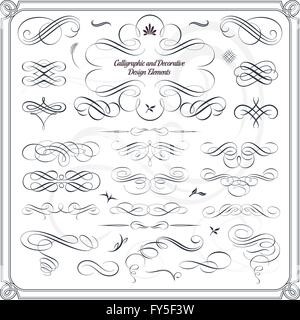 Collection of Calligraphic Decorative Design Elements Stock Vector