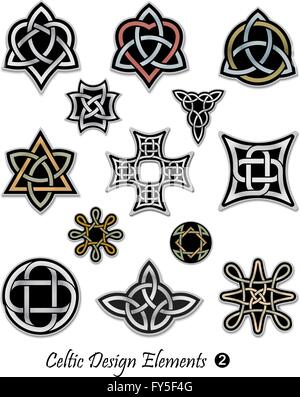 Collection of decorative Celtic patterns isolated on white background Stock Vector