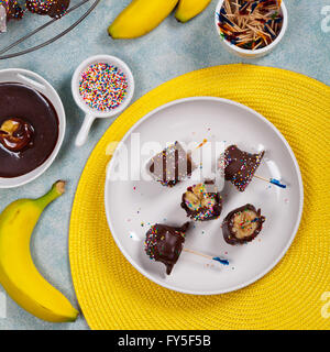 Banana Dessert Chocolate Banana Pops Stock Photo