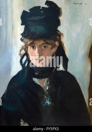 Berthe Morisot with a Bouquet of Violets, Berthe Morisot au bouquet de Violettes, by Edouard Manet, 1872, Musee D'Orsay Stock Photo