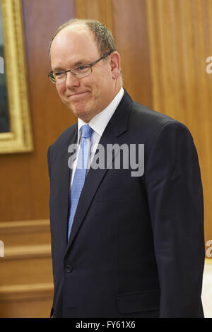 Madrid, Madrid, Spain. 22nd Apr, 2016. King Felipe VI of Spain attends a meeting with Prince Albert II of Monaco at Zarzuela Palace on April 2016 in Madrid Credit:  Jack Abuin/ZUMA Wire/Alamy Live News Stock Photo