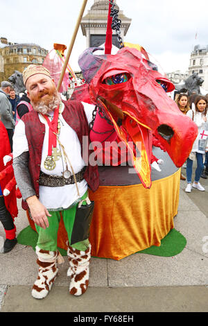 London, UK. 23rd April 2016. Louis the Dragon at the St. George's Day celebrations in Trafalgar Square, London, England. Credit:  Paul Brown/Alamy Live News Stock Photo